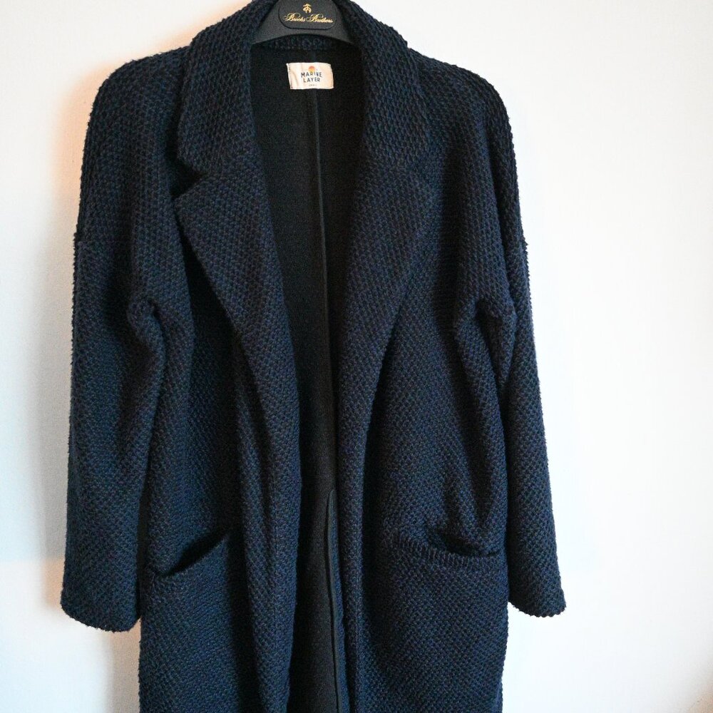 Marine Layer Birdseye Knit Coat – Navy Blue, Size Small